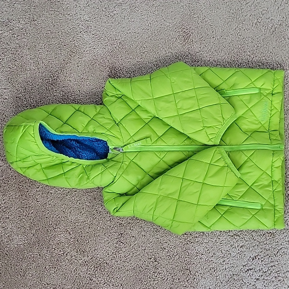 L.L. Bean neon green toddler coat